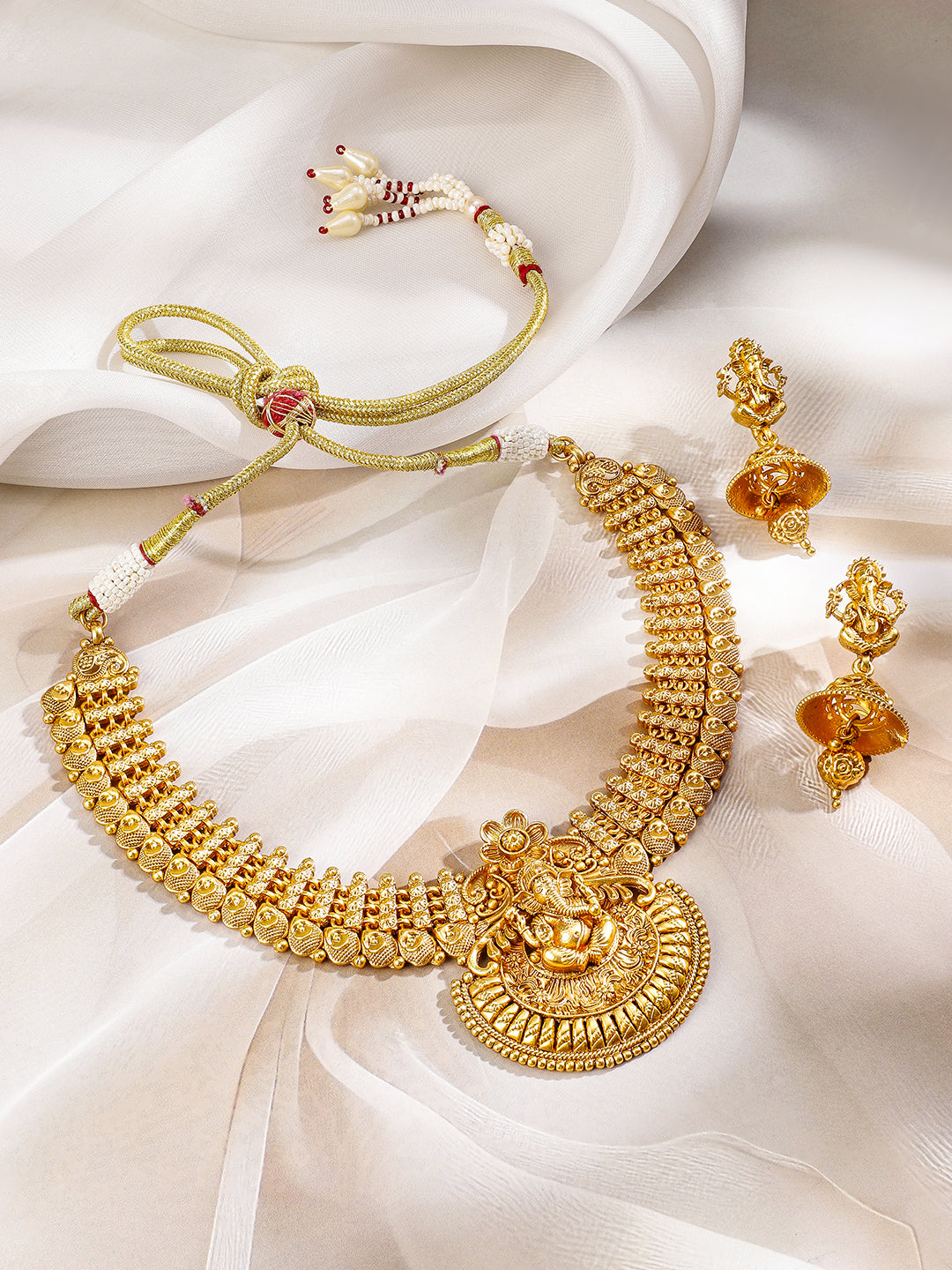 Ganesh Motif Traditional Temple Necklace Set