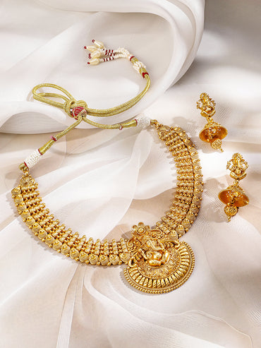 Ganesh Motif Traditional Temple Necklace Set