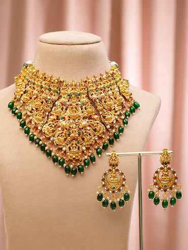 Laxmi Motif Multicolor Studded Necklace Set