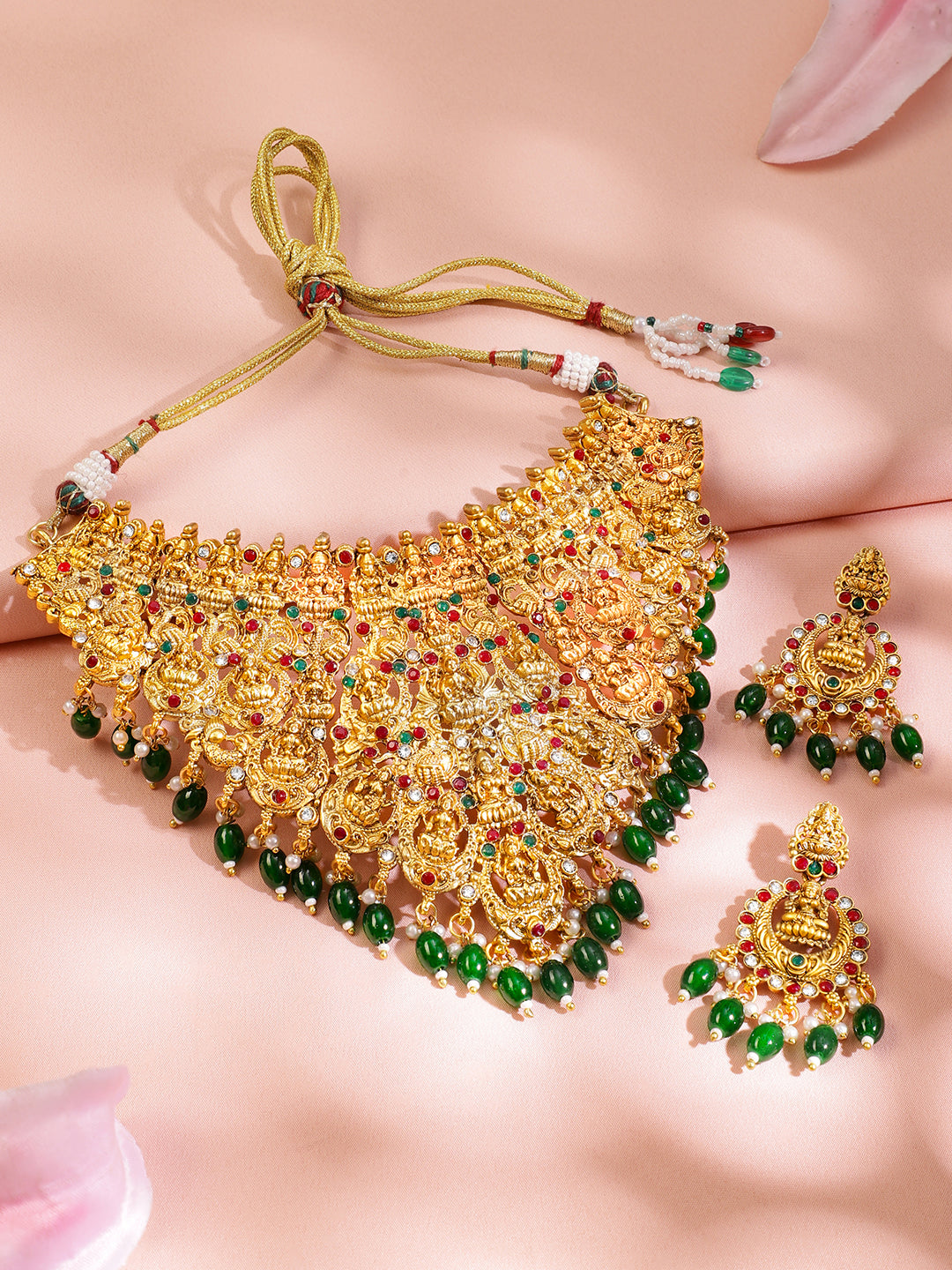 Laxmi Motif Multicolor Studded Necklace Set