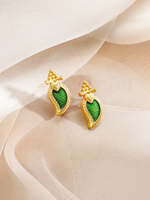 Emerald Green Leaf Pendant Necklace Set