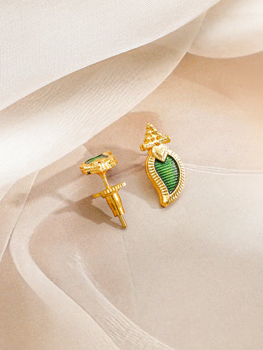 Emerald Green Leaf Pendant Necklace Set