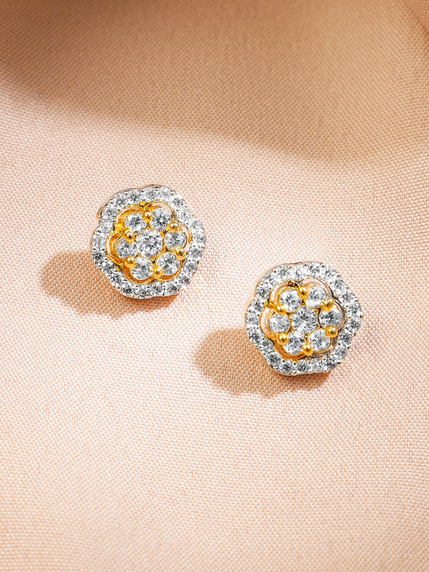 American Diamond Zirconia Floral Pendant Set