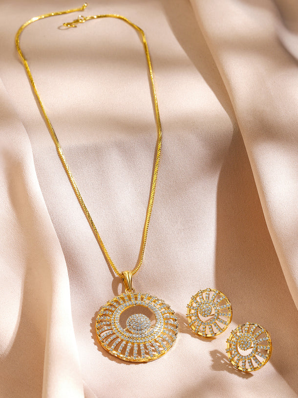 American Diamond Zirconia Pendant Necklace Set