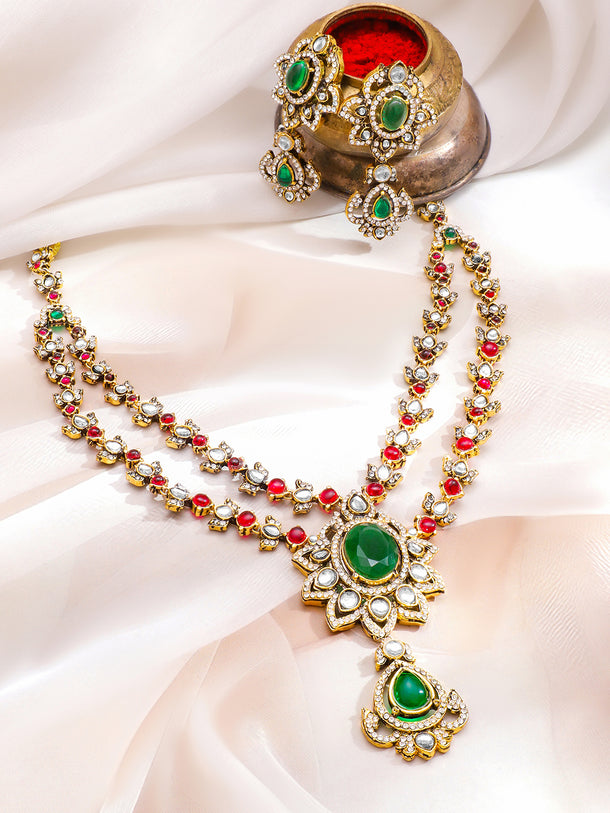 Art Deco Emerald Rose Necklace Set