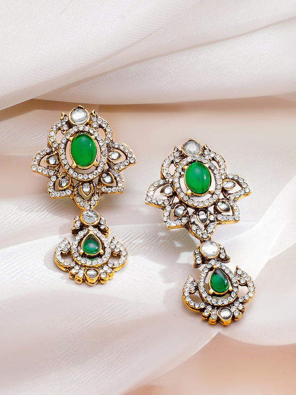 Art Deco Emerald Rose Necklace Set