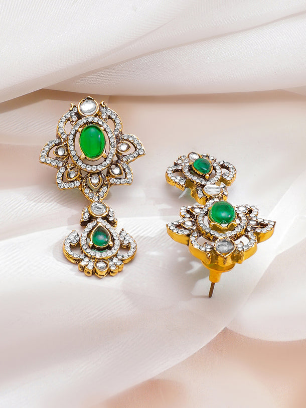 Art Deco Emerald Rose Necklace Set