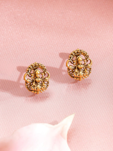 Gold Toned Laxmi Motif Necklace Set