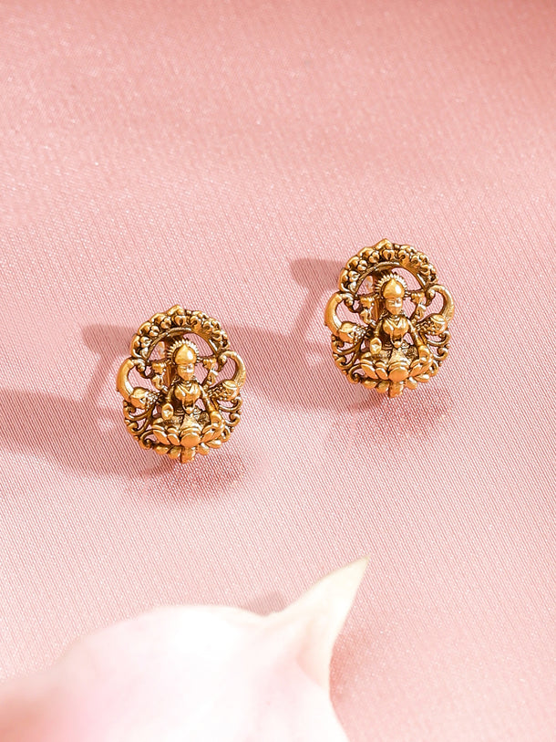 Gold Toned Laxmi Motif Necklace Set