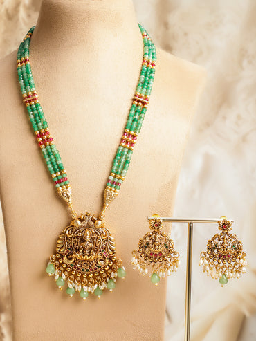 Green Glory Lakshmi Necklace Set