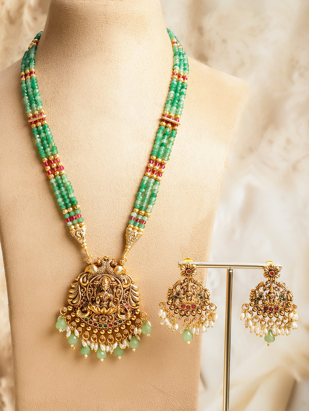 Green Glory Lakshmi Necklace Set
