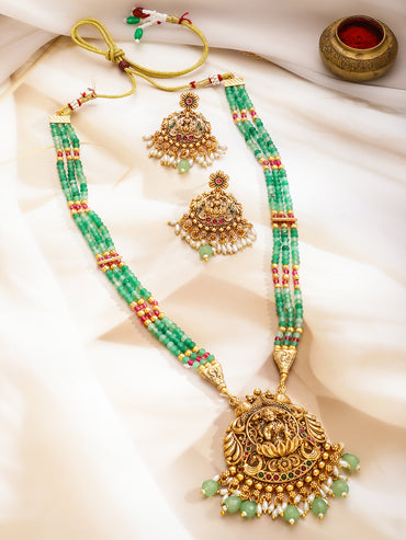 Green Glory Lakshmi Necklace Set