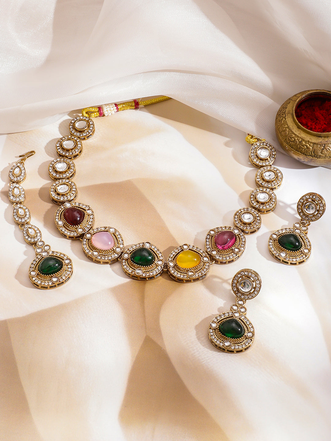 Colour Mist Kundan Necklace Set