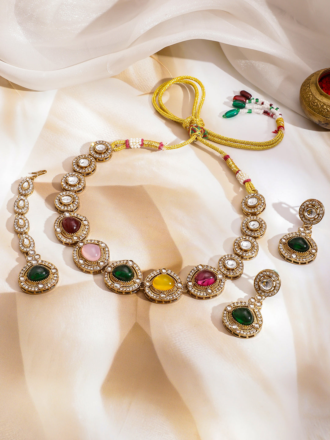 Colour Mist Kundan Necklace Set