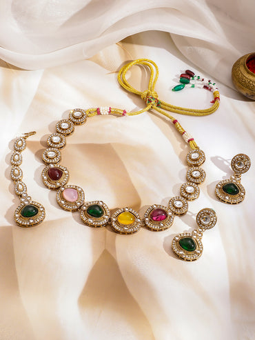 Colour Mist Kundan Necklace Set