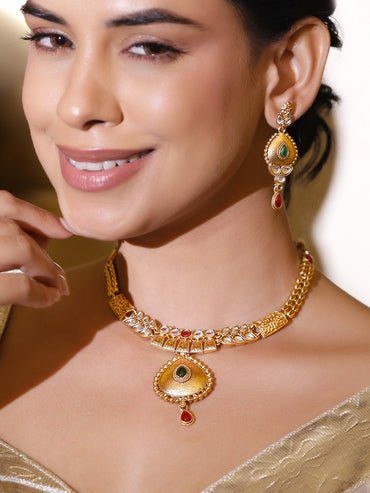 Festive Song of Emerald & Ruby Necklace Set