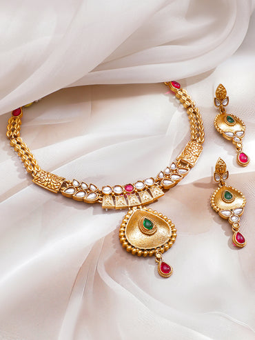 Festive Song of Emerald & Ruby Necklace Set