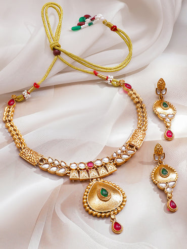 Festive Song of Emerald & Ruby Necklace Set