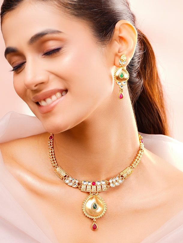 Festive Song of Emerald & Ruby Necklace Set