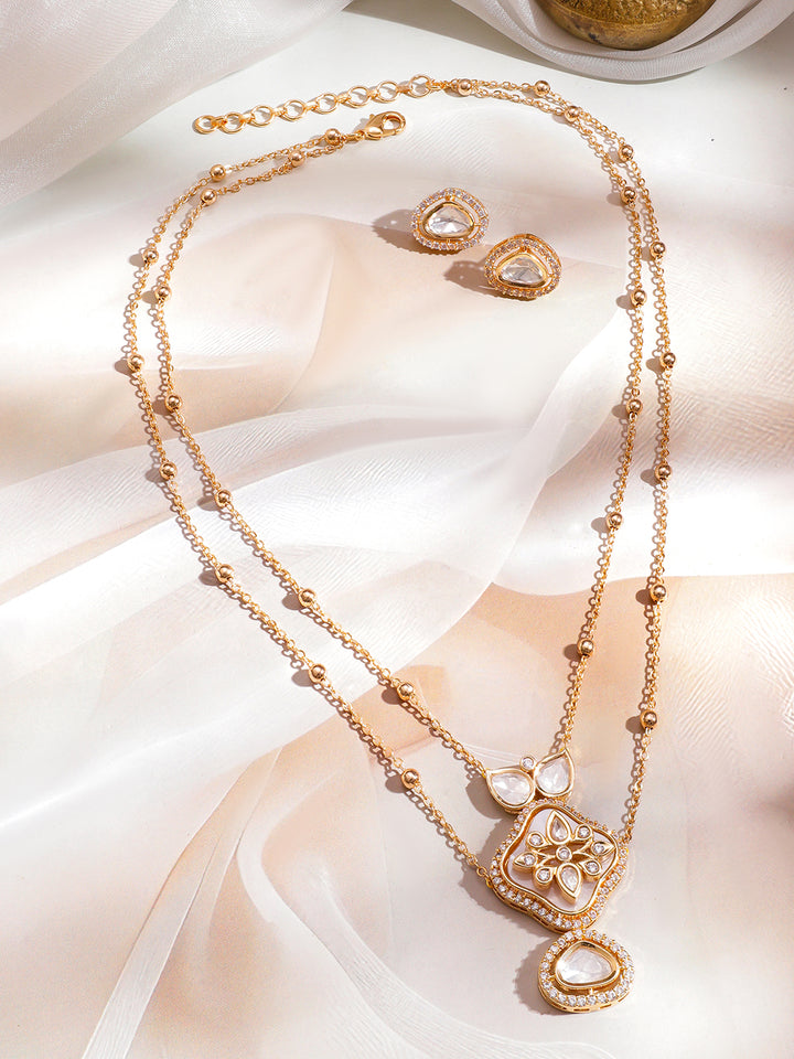 White Blossoms Kundan Necklace Set