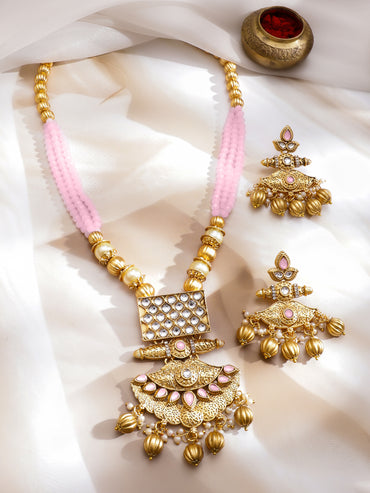 Regal Blush Kundan Gold Necklace Set