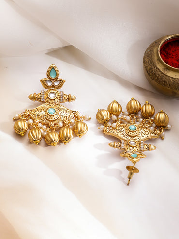 Elegant Blue & Kundan Long Necklace Set