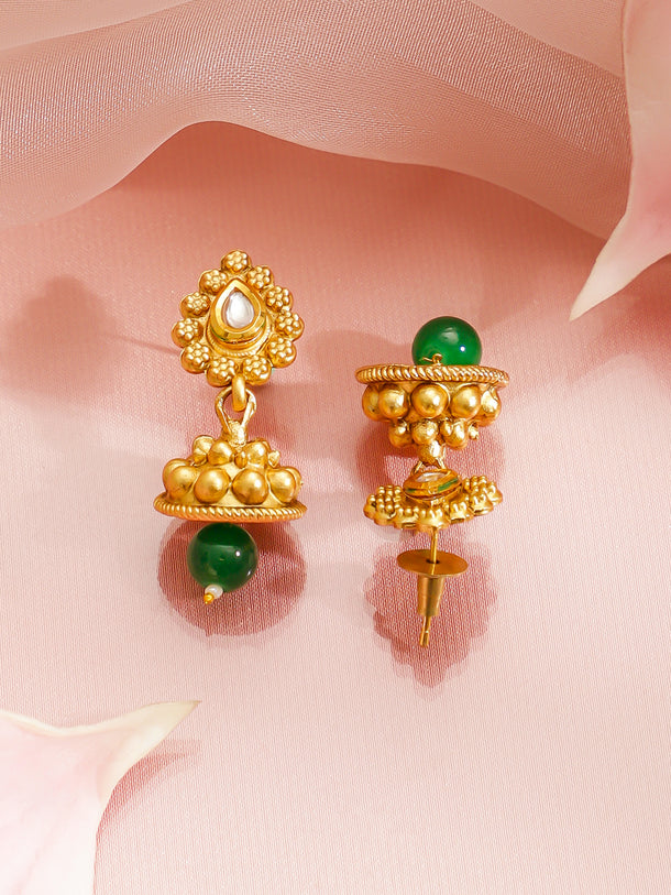 Green & Pearl beaded Long Necklace Set