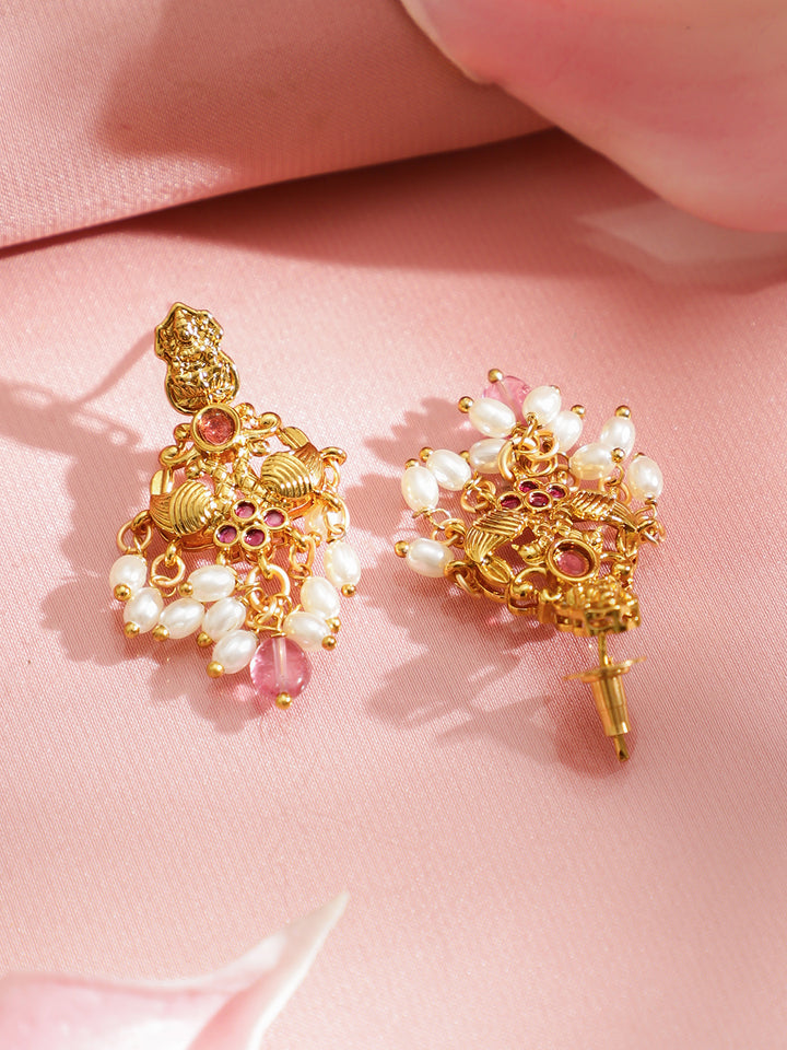 Multicolor Pearl Drop Temple Necklace Set