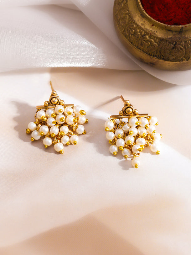 Pearl Embellished Gold Necklace set