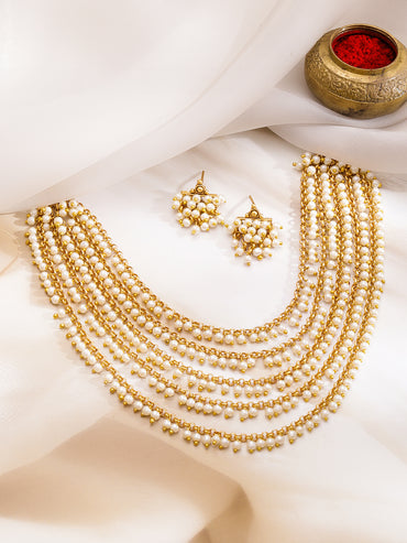 Multi-Layer Pearl Long Necklace Set