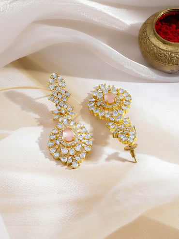 Pink American Diamond Zirconia Necklace Set