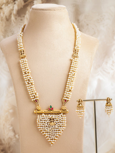 Pearl Gleam Temple Necklace Set