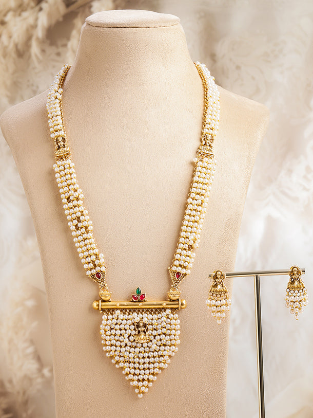 Pearl Gleam Temple Necklace Set