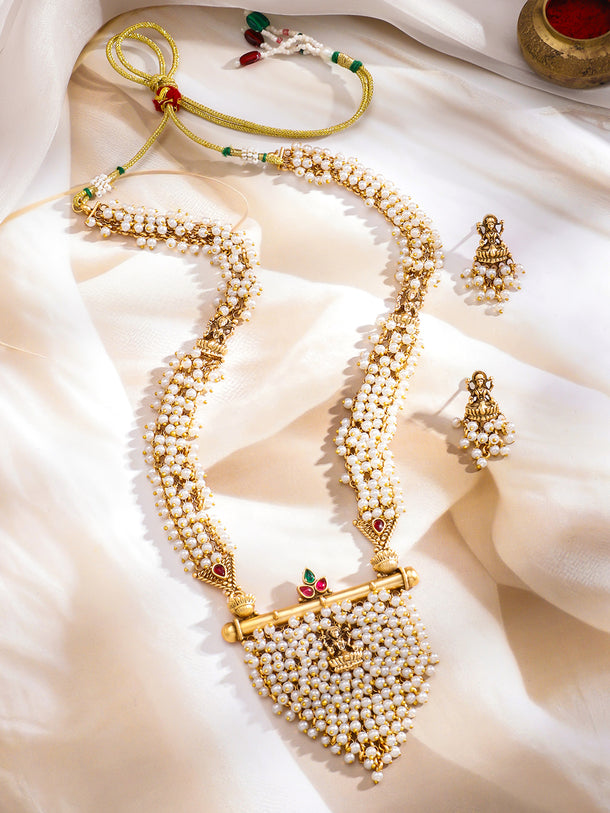 Pearl Gleam Temple Necklace Set