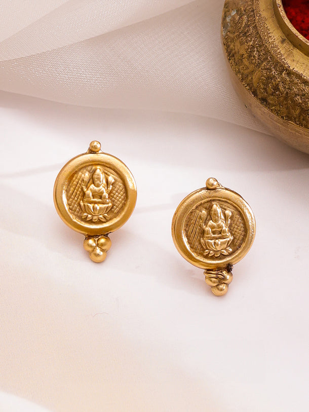 Temple Motif Coin Drops Gold Necklace Set
