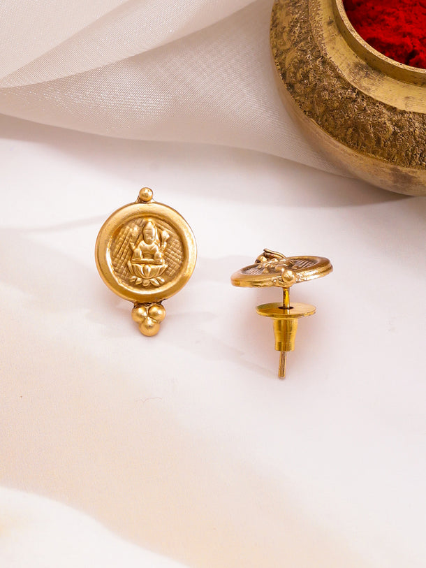 Temple Motif Coin Drops Gold Necklace Set