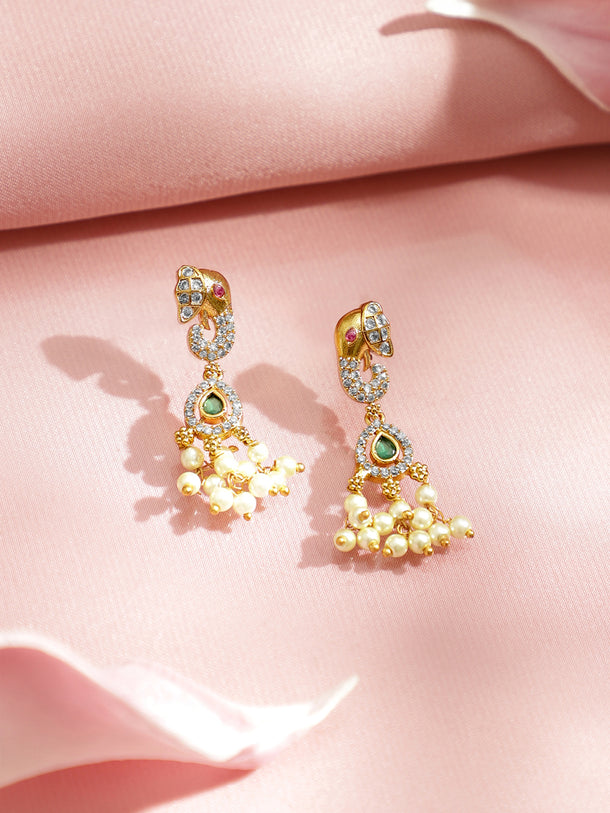 American Diamond Zirconia Temple Necklace Set