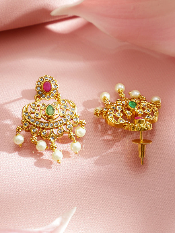 American Diamond Zirconia Gold Necklace Set