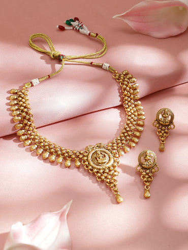 Laxmi Motif Temple Necklace Set