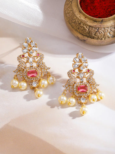 American Diamond Zirconia Pearl Necklace Set