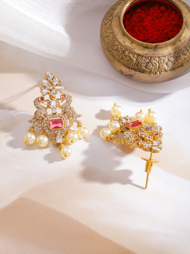 American Diamond Zirconia Pearl Necklace Set