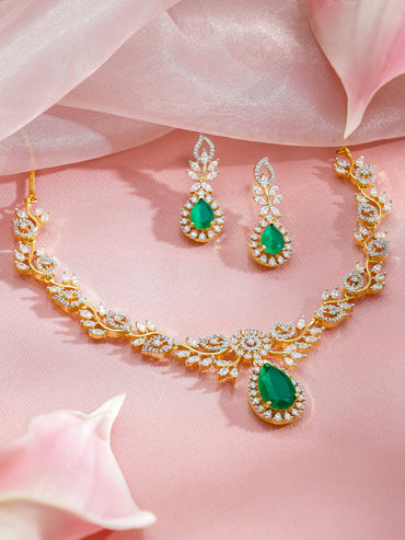 Luxe Green Crystal Necklace Set