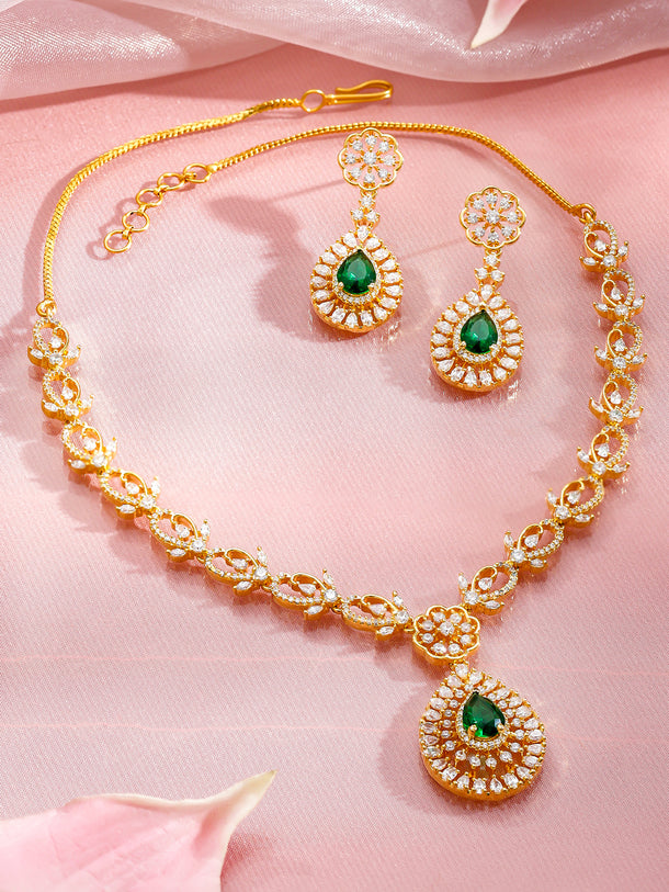 Majestic Green & White Necklace Set