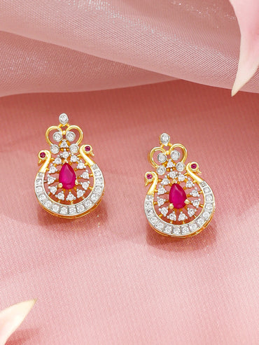 Heritage Style Pretty Pink Gold American Diamond Necklace Set