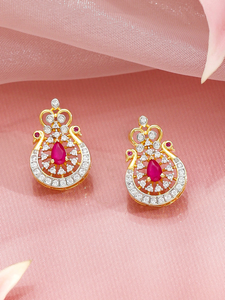 Heritage Style Pretty Pink Gold American Diamond Necklace Set