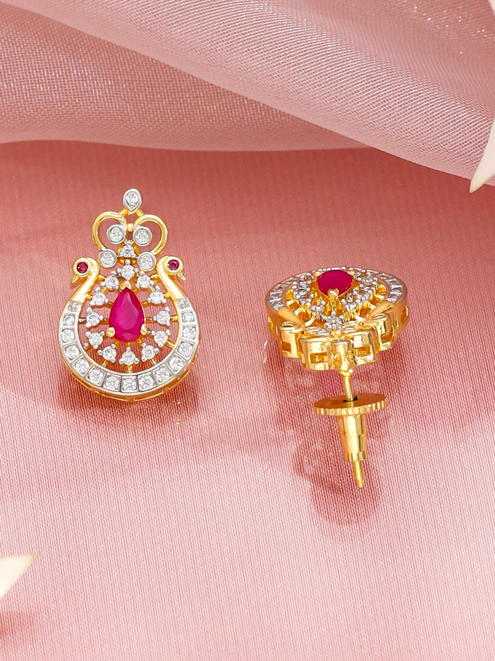 Heritage Style Pretty Pink Gold American Diamond Necklace Set