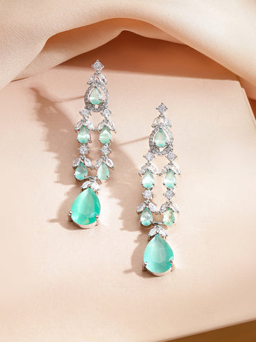 American Diamond Zirconia Green Layered Necklace Set