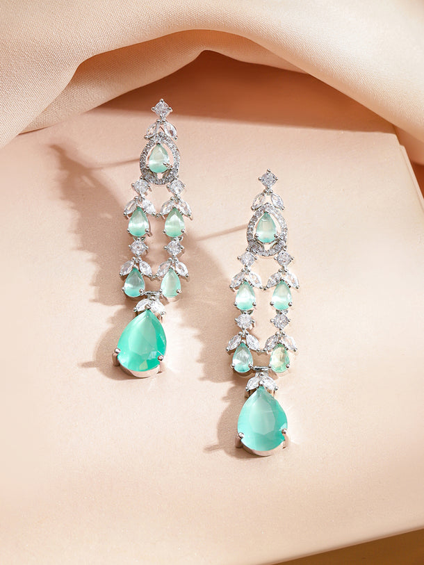 American Diamond Zirconia Green Layered Necklace Set