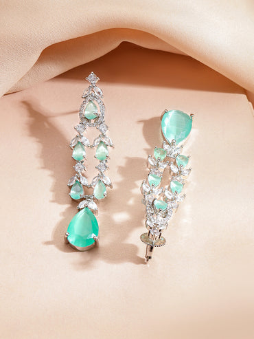 American Diamond Zirconia Green Layered Necklace Set