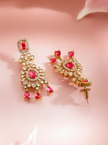 American Diamond Zirconia Pink Layered Necklace Set